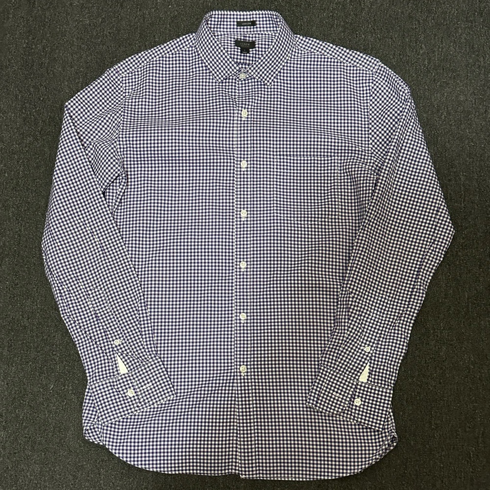Mens J.Crew Shirt Ludlow Size Large Purple Gingham